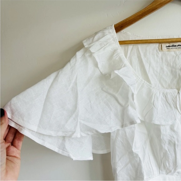 NWT We The Free Free People Puff flutter Sleeve 100% Linen Button Up blouse | S - Picture 11 of 12